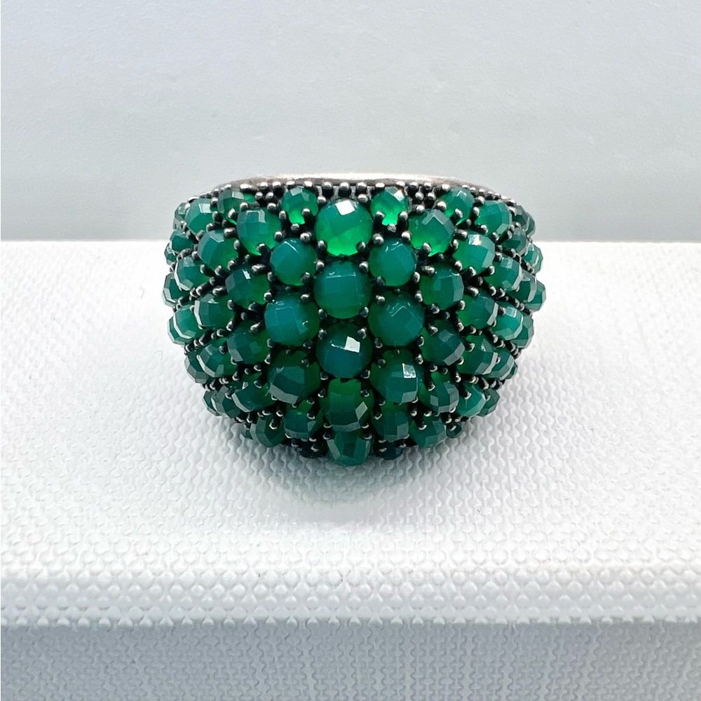 David Yurman Osetra Berries Ring With Green Onyx - Picture 14 of 16